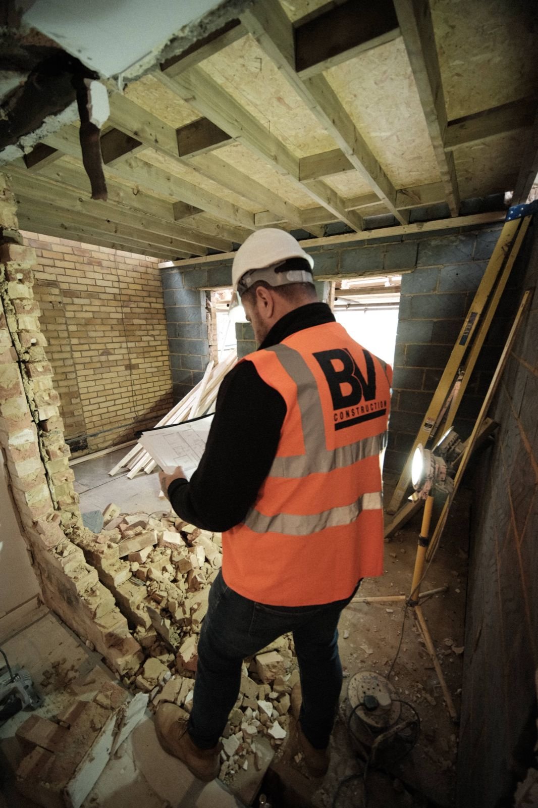 BV Construction Manager inspecting the scaffolding